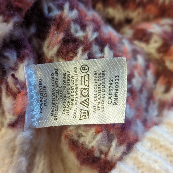 Loft Outlet Large Colorful Sweater Maroon Cream - Picture 9 of 10